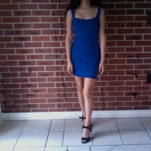 Strapped Sleeve Royal Blue Dress